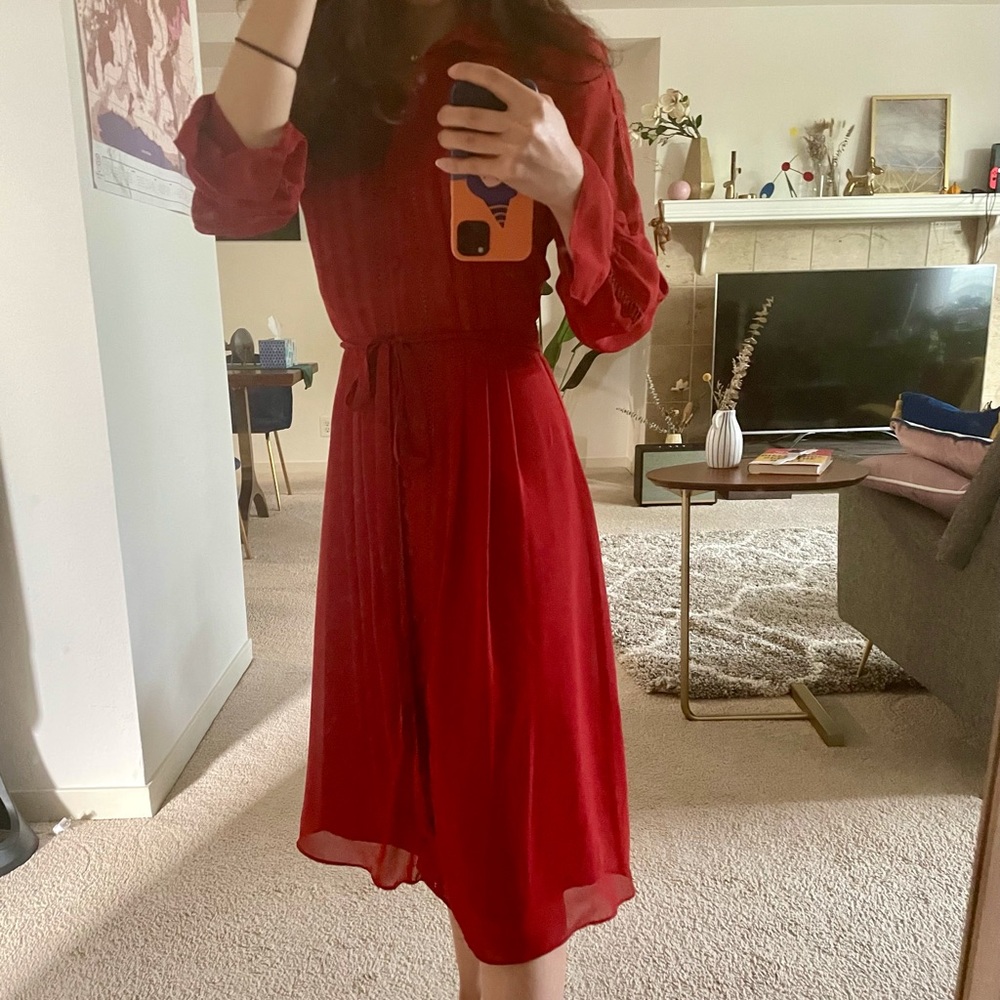 Red Maxi lace detail Dress